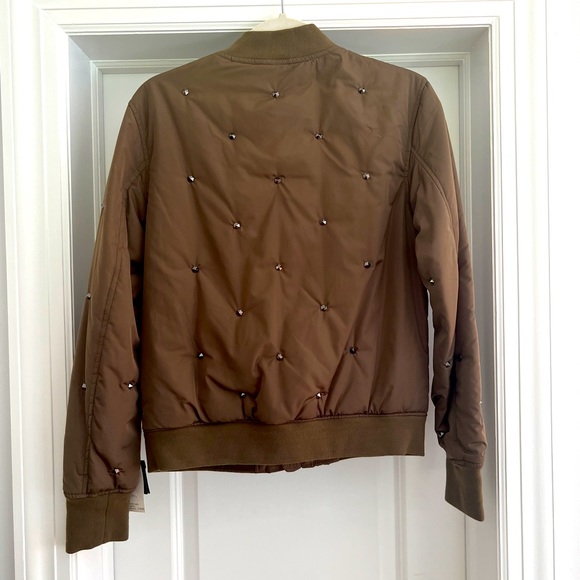 Nanette Lepore Studded Olive Bomber Jacket, Size Medium NWT! - Picture 9 of 13